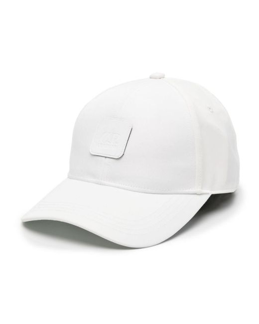 C P Company White Logo-patch Twill Cap for men