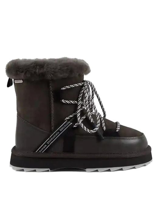 EMU Black Blurred Lace-Up Boots