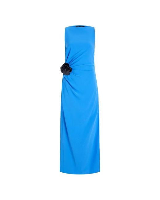 Proenza Schouler Blue Indria Flower-Detail Maxi Dress