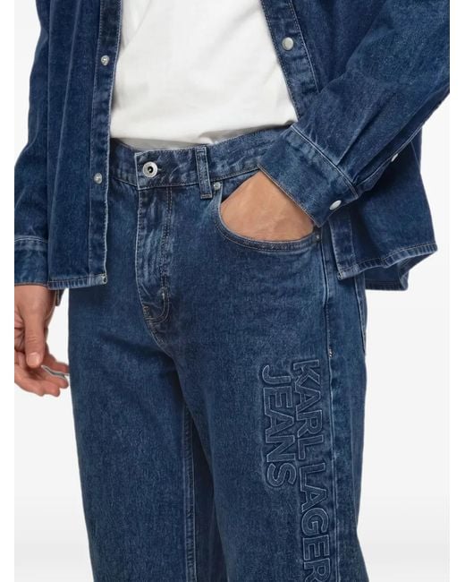 Karl Lagerfeld Blue Straight Logo Jeans for men