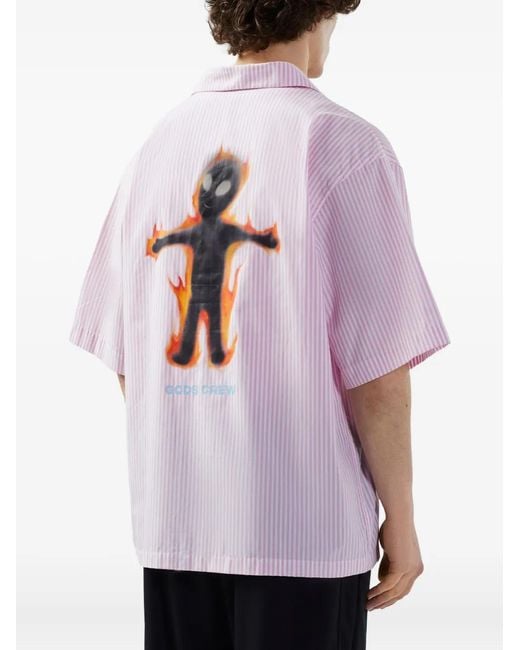 Gcds Overhemd Met Wirdo Flames-Print in het Pink voor heren