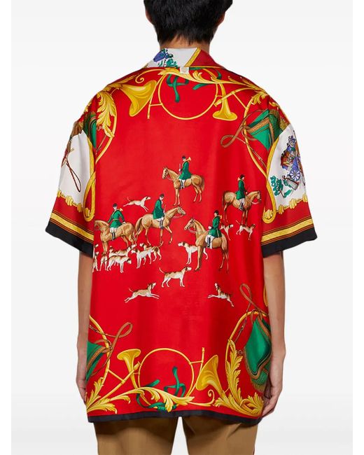 J.Logan Home Orange Somervile Silk Short-Sleeved Shirt for men