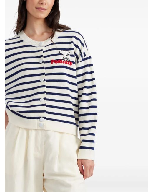 Chinti & Parker Blue X Peanuts Snoopy-Appliqué Cardigan