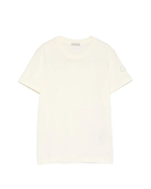 Moncler White Logo-Patch T-Shirt