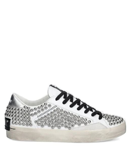 Crime London White Distressed Leather Sneakers