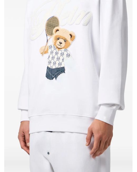 Philipp Plein White Crew-Neck Long-Sleeve Sweater for men