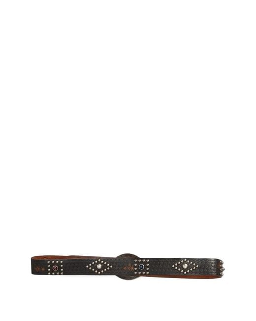 RRL White Studded Leather Belt for men