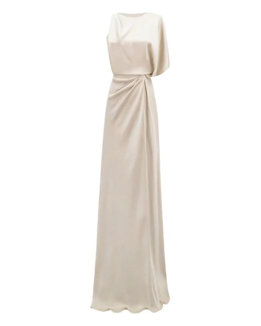 Gemy Maalouf Women's White Asymmetrical-Neckline Draping Maxi Dress