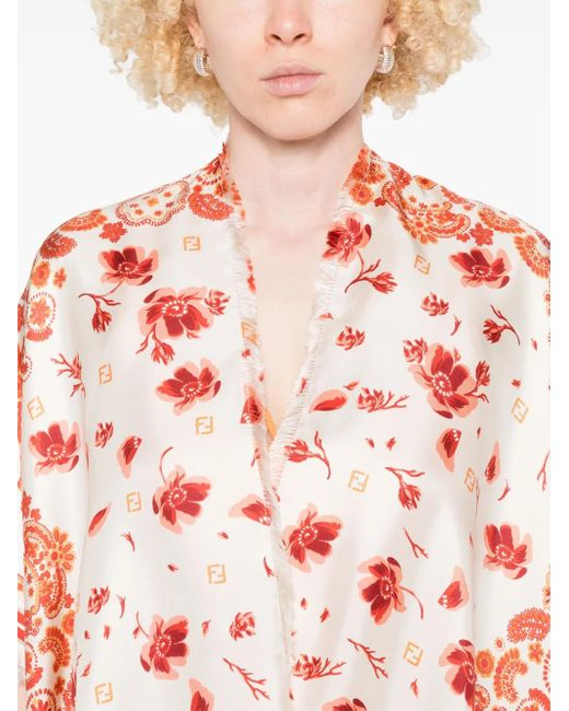 Poncho con estampado de bandana Fendi de color Pink