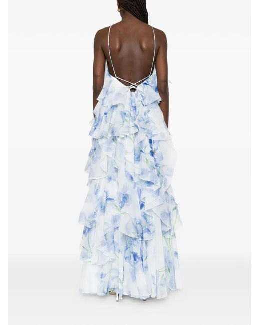Aje. Blue Pandorea Layered Floral Maxi Dress