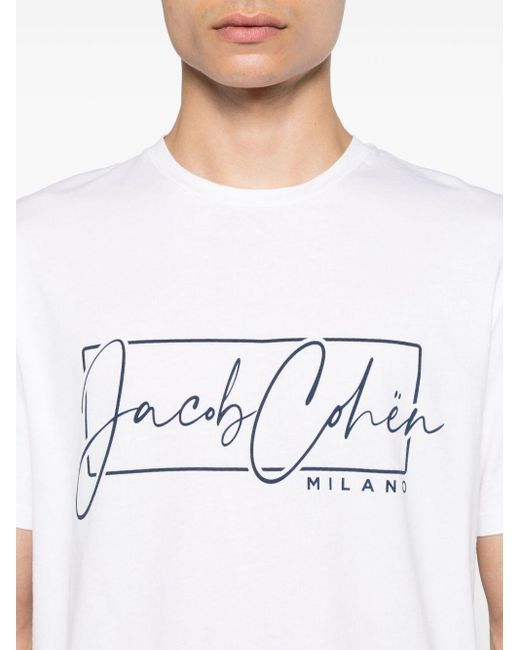 T-shirt en coton à logo imprimé Jacob Cohen pour homme en coloris White