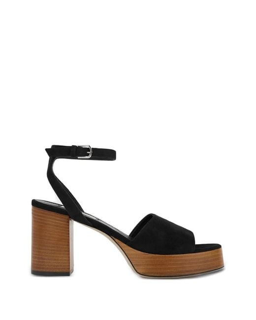Totême Black Platform Suede Sandals