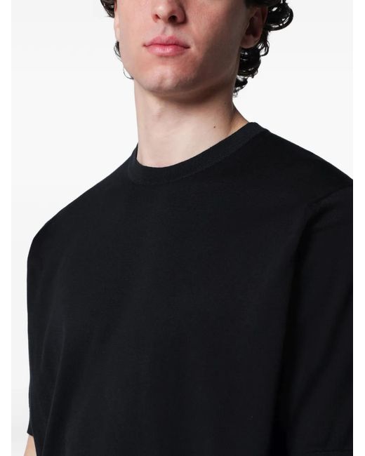 John Smedley Black Crew-Neck T-Shirt for men
