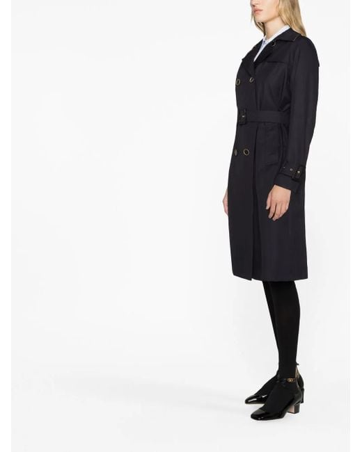 Trench Doppiopetto Con Cintura di Herno in Blue