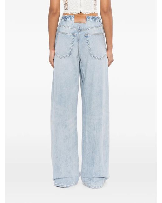 Alexander Wang Blue Drawstring Wide-Leg Jeans