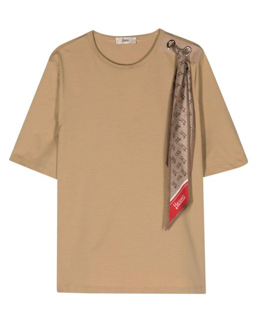 T-shirt con dettaglio foulard di Herno in Natural