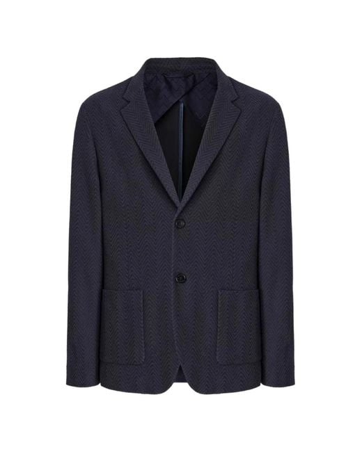 Missoni Blue Herringbone Pocket Jacket for men