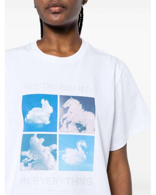 T-shirt en coton à imprimé nuage Stella McCartney en coloris Blue