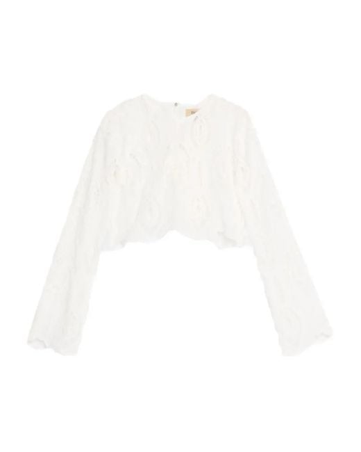 JBQ White Embroidered Crop Top