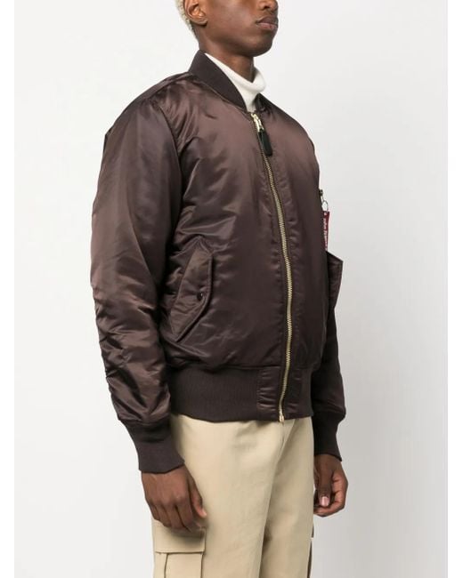 Alpha Industries Brown Reversible Zip-Up Bomber Jacket for men