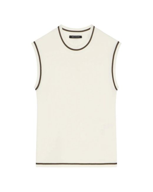 ARMANI EXCHANGE Natural Haut Sans Manches À Bords Contrastants