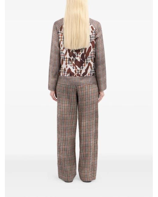 Pierre Louis Mascia Brown Houndstooth-Print Blouse