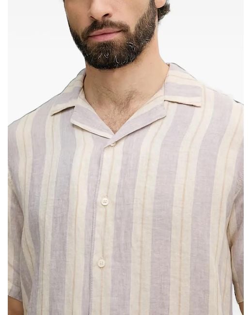 Benetton White Striped Short-Sleeve Shirt for men