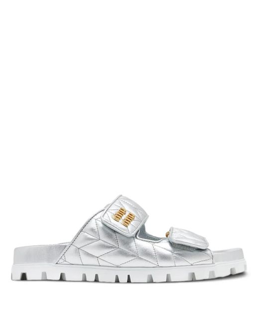 Sandales À Effet Matelassé Miu Miu en coloris White