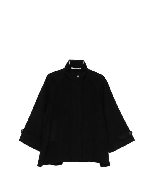 Tagliatore Black Button-Cuff Flared Jacket