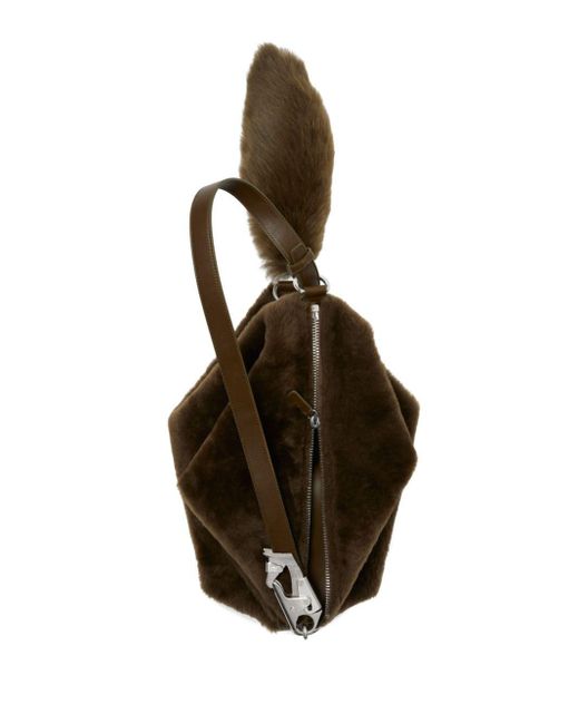 Burberry Brown Medium Knight Shearling Bucket Bag