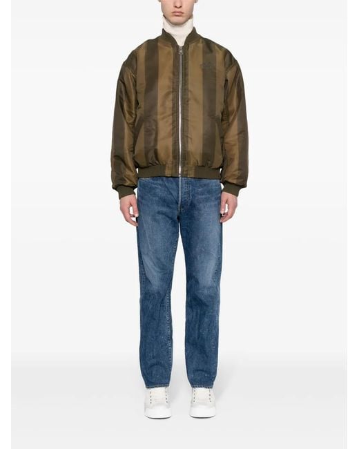 Maison Kitsuné Brown Striped Bomber Jacket for men