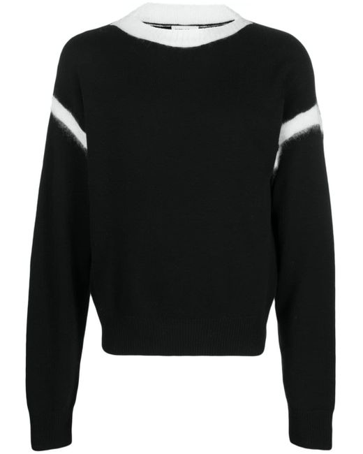 Saint Laurent Black Two-tone Wool-blend Sweater for men