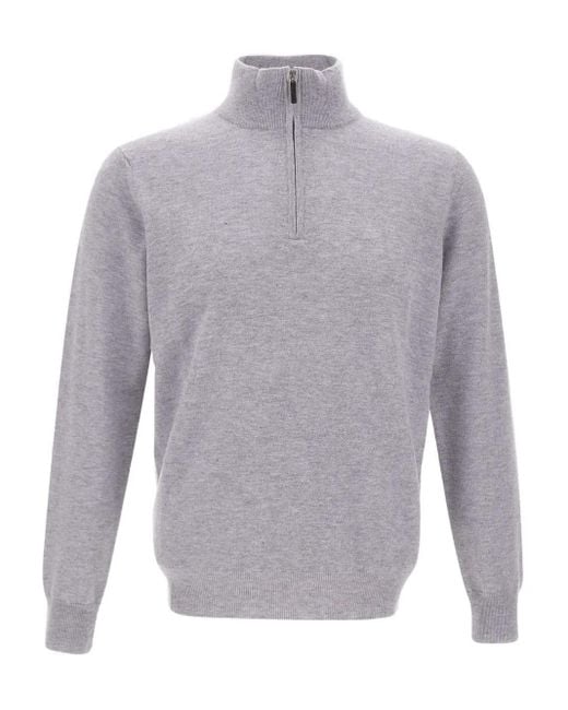 Kangra Gray Half-Zip High-Neck Sweater for men