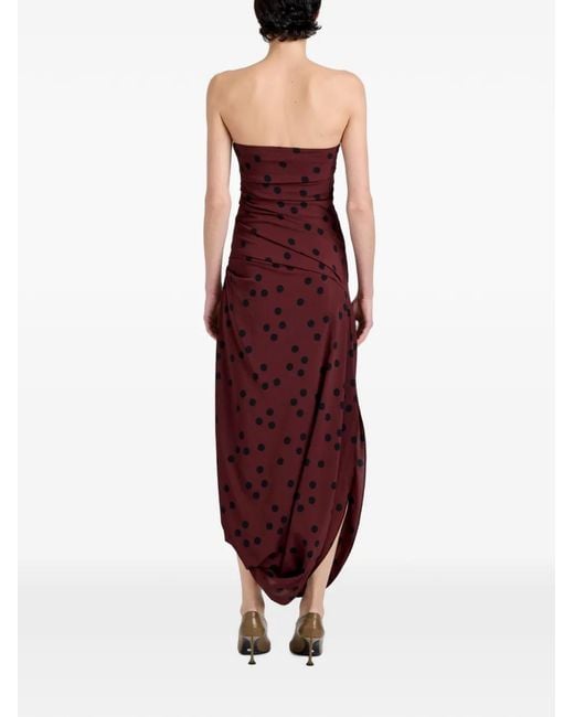Proenza Schouler Purple Robe Nayara En Viscose Stretch À Pois Imprimé