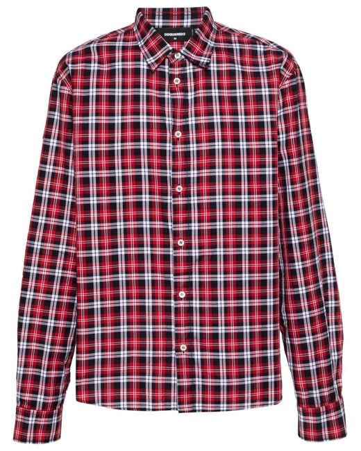 DSquared² Red Canadian Burbs Checked Shirt for men