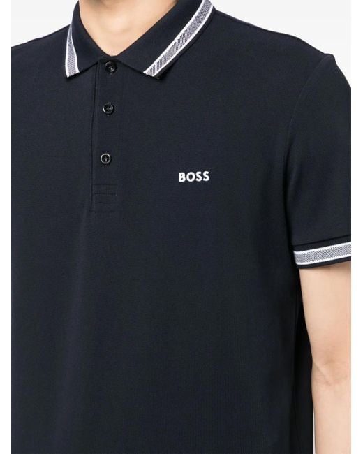 Polo Con Bordo A Righe di Boss in Black da Uomo