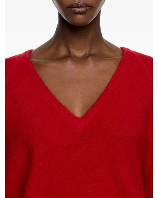 Bimba Y Lola Red V-Neck Long-Sleeve Top
