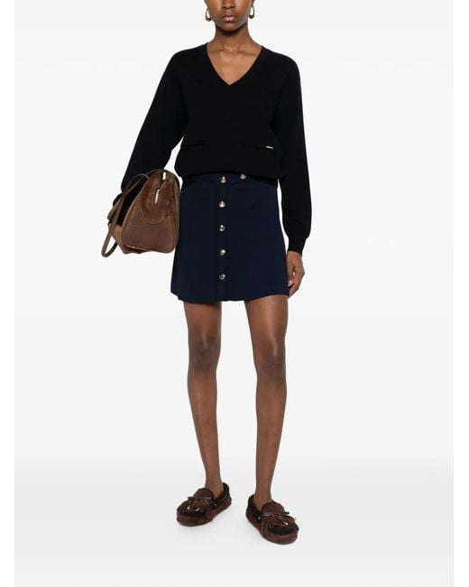 Sandro Black V-Neck Sweatshirt