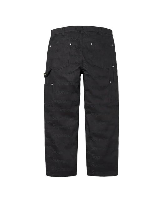 Supreme Logo-Jacquard Double-Knee Jeans in Black for Men | Lyst