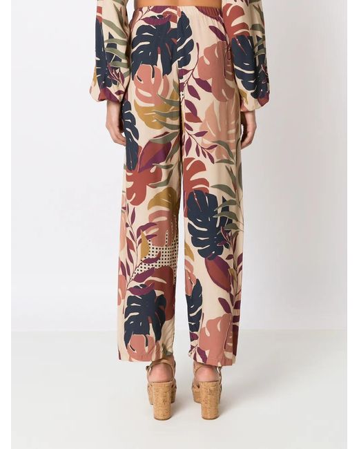 Amir Slama Multicolor Palm Leaf Print Straight Trousers