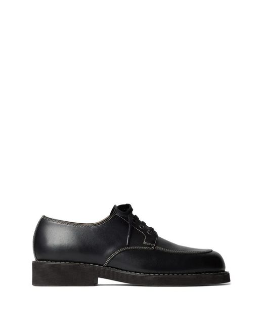 Lemaire Black Topstitching Lace-Up Derby Shoes for men