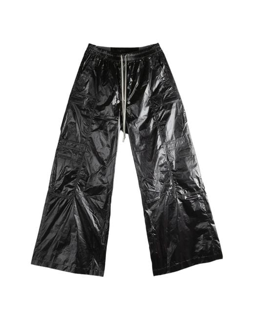 Rick Owens Black Cargo Drawstring Trousers for men