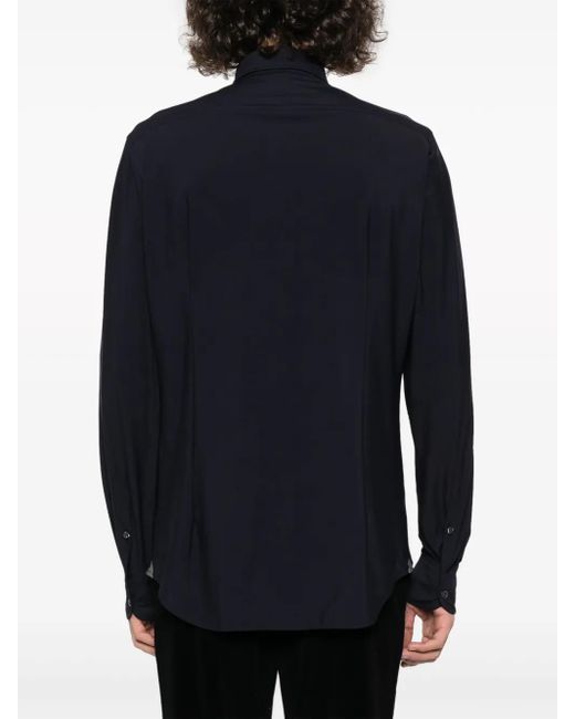 Corneliani Blue Spread-Collar Button-Up Shirt for men