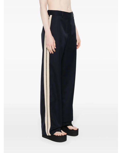 Palm Angels Blue High-waist Straight-leg Trousers