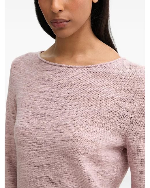 Marc O' Polo Blue Boat-Neck Fine-Knit Sweater