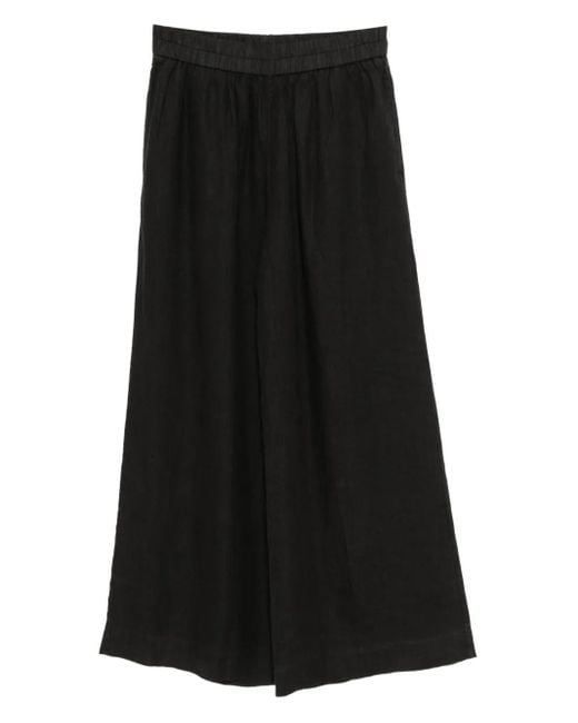 James Perse Black Linen Wide-Leg Trousers