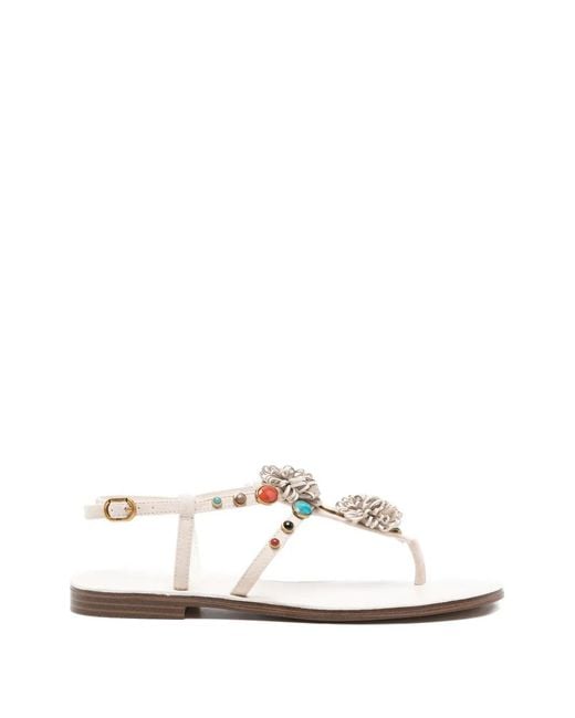Twinset White Flower-Embellished Sandals