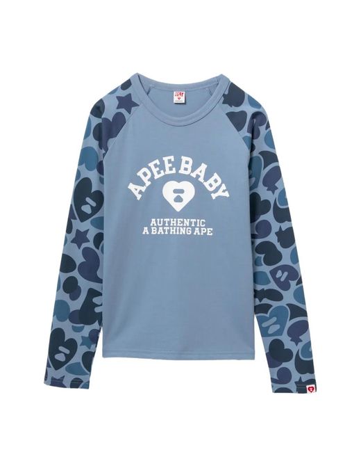 AAPE BY A BATHING AP Blue Camouflage-Print T-Shirt