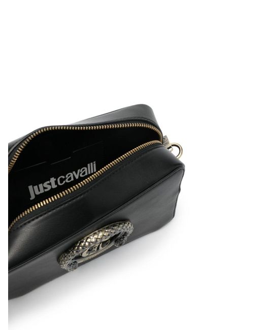 Just Cavalli Black Schultertasche mit Logo-Schild