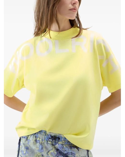 Woolrich Yellow Logo-Print Cotton T-Shirt